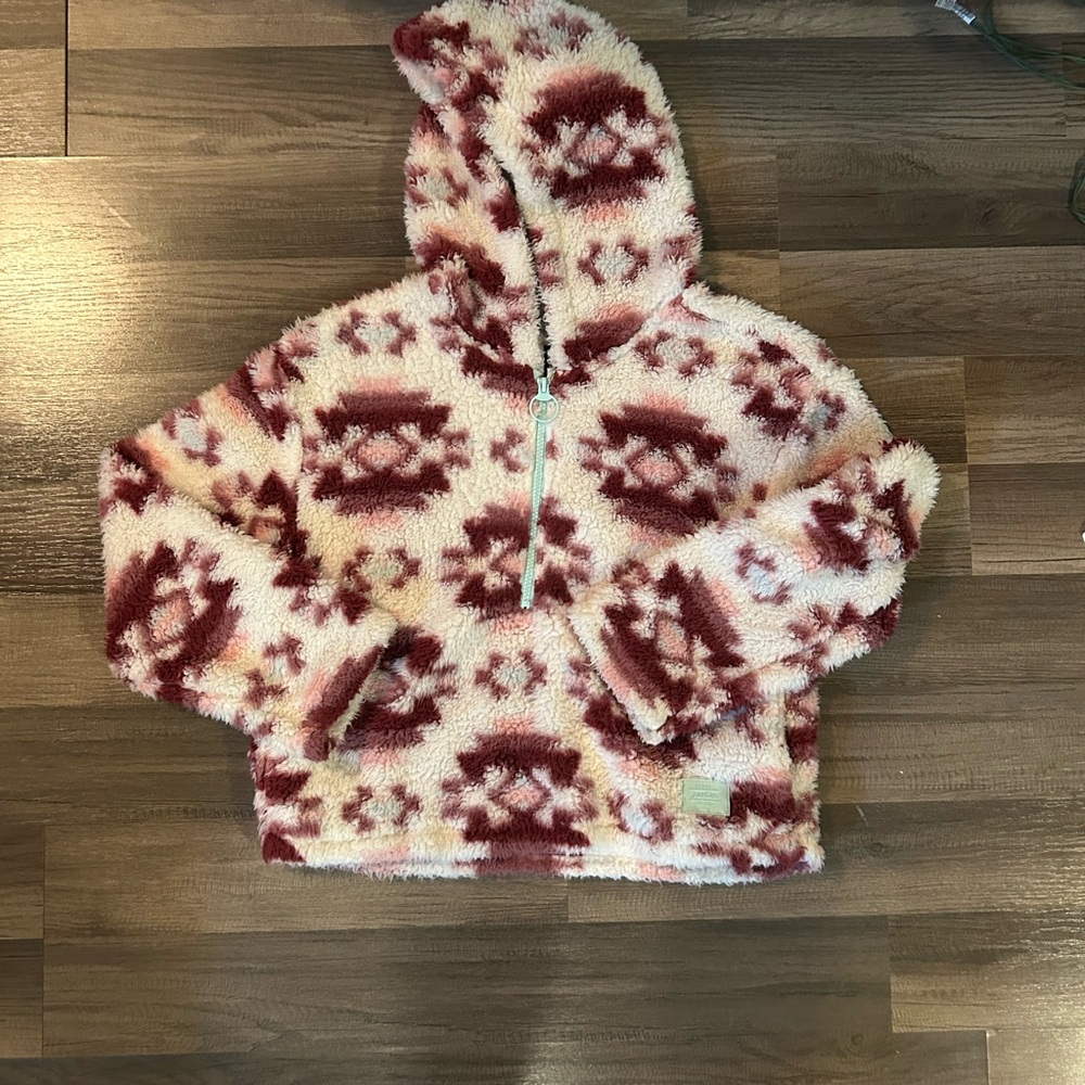 Justice Pink and Cream Fuzzy Hoodie